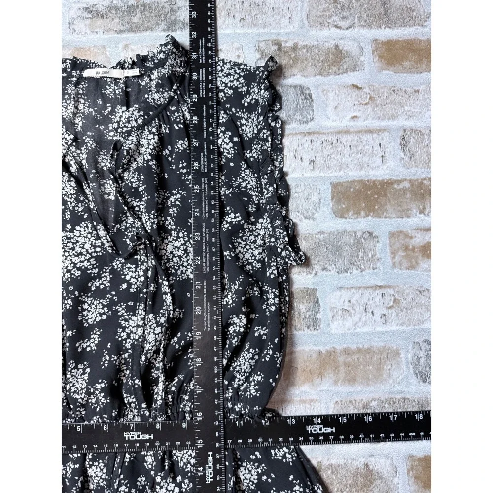 Mi Ami Haisley F151 Floral Mini Dress Black White Ruffle Tiered Sleeveless Small
